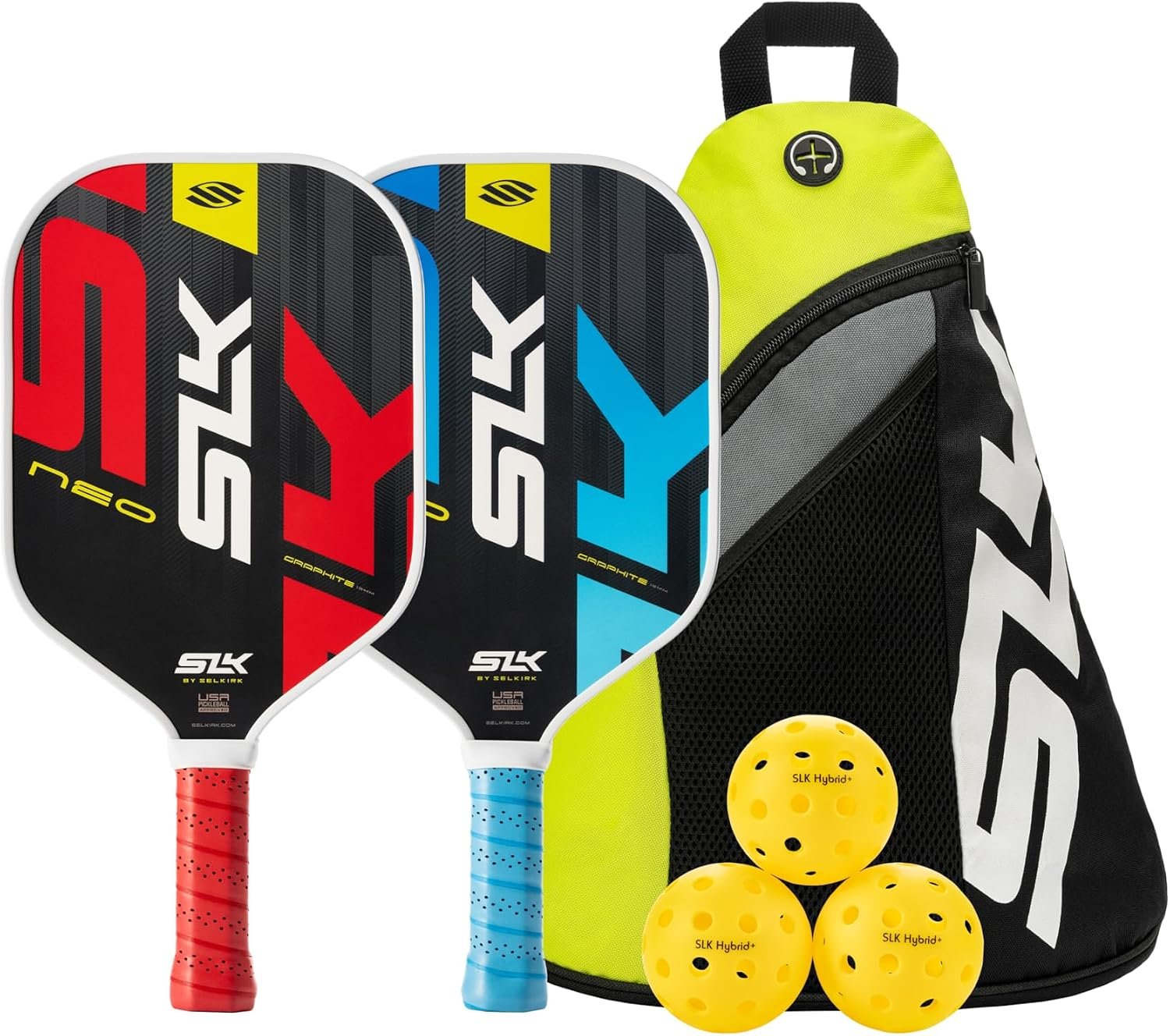 SLK Neo Pickleball Paddles Set blue and red