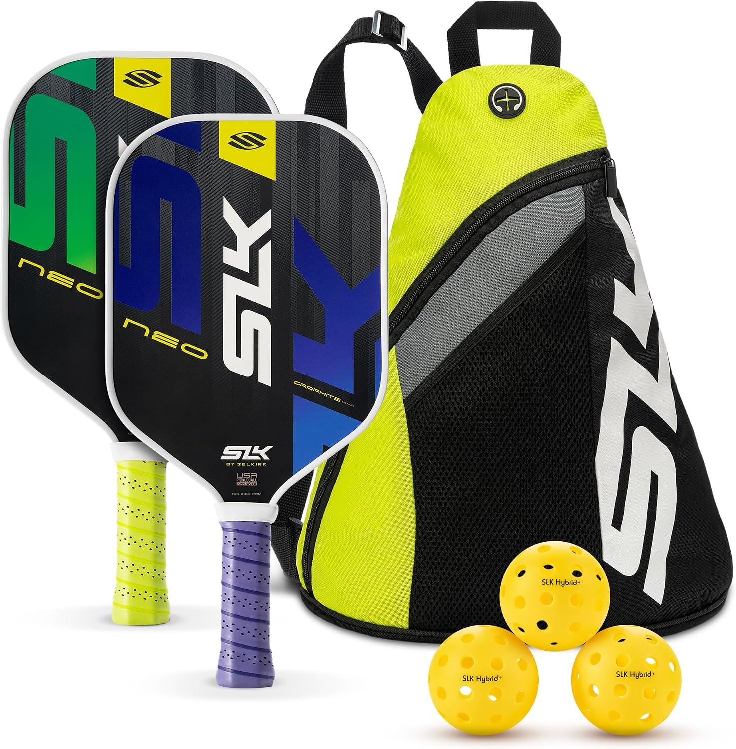 Selkirk Sport Pickleball Paddle SLK Neo Pickleball Paddles Set blue and green